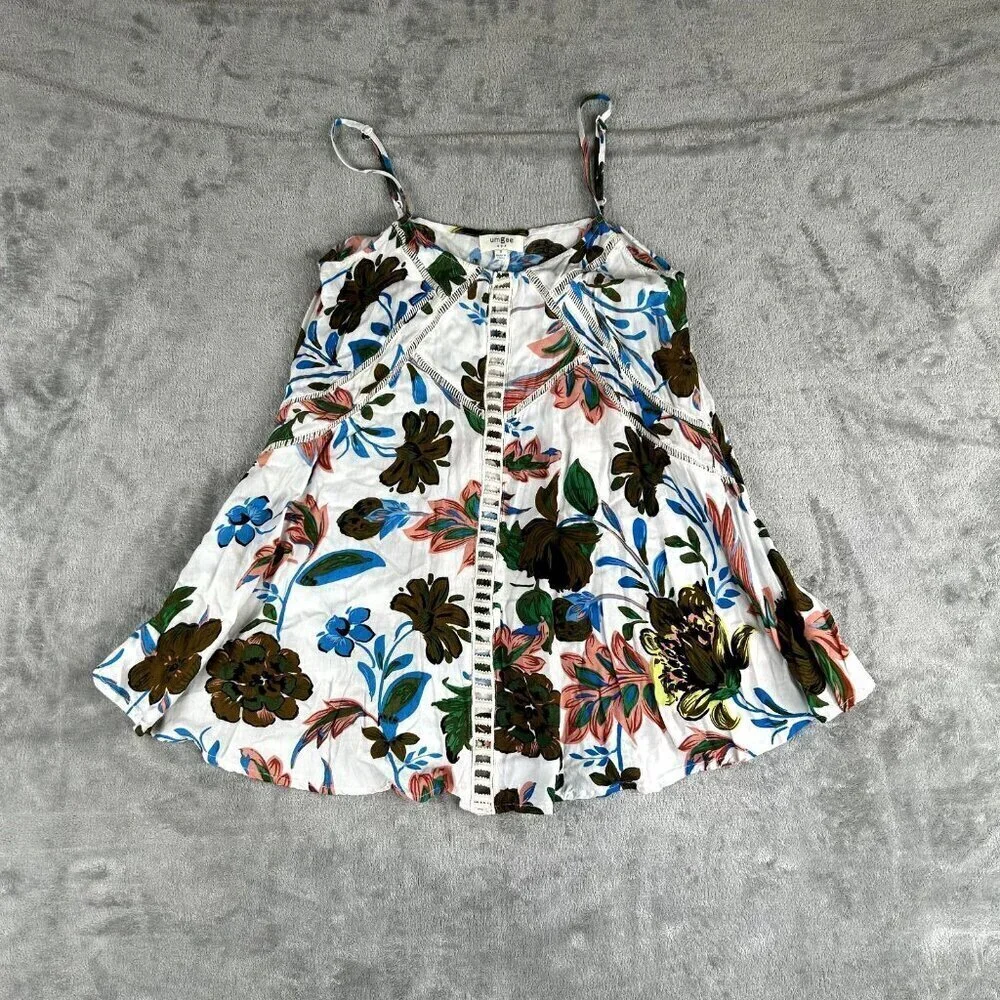 Umgee Womens Size S Swing Strappy Floral Tank Top Sleeveless Chiffon Small - Picture 1 of 8
